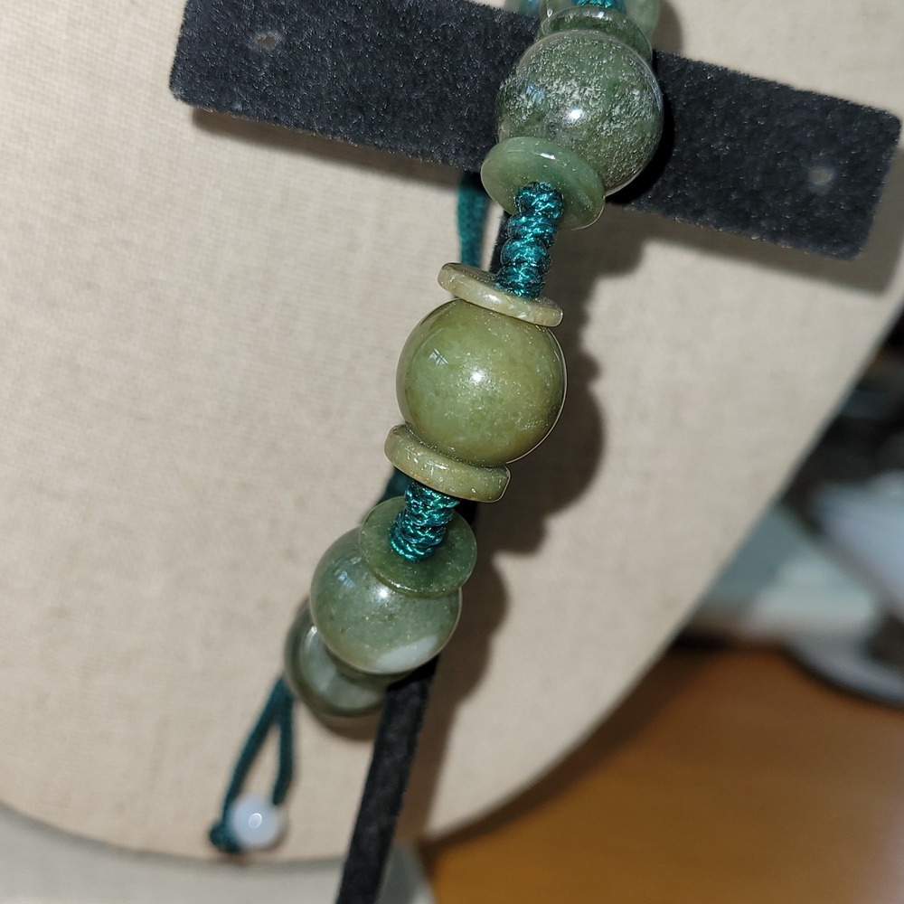 Vintage Green Phantom Quartz Garden Quartz Adjustable Cord Bracelet 26g